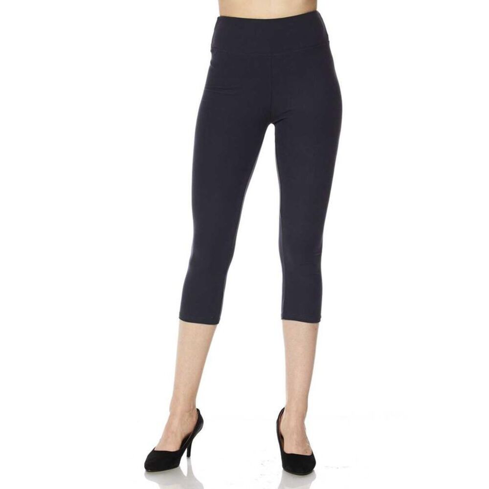 World of Leggings Brushed Basic Solid High Waisted Capris - 3 Inch - New Mix